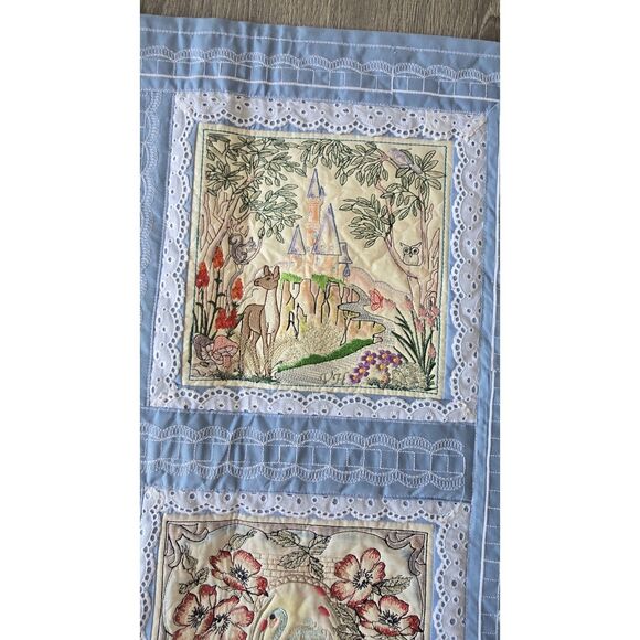 Sweet Handmade One of a Kind 38" Square Quilt ~ Detailed Embroidered Panels - Picture 8 of 16